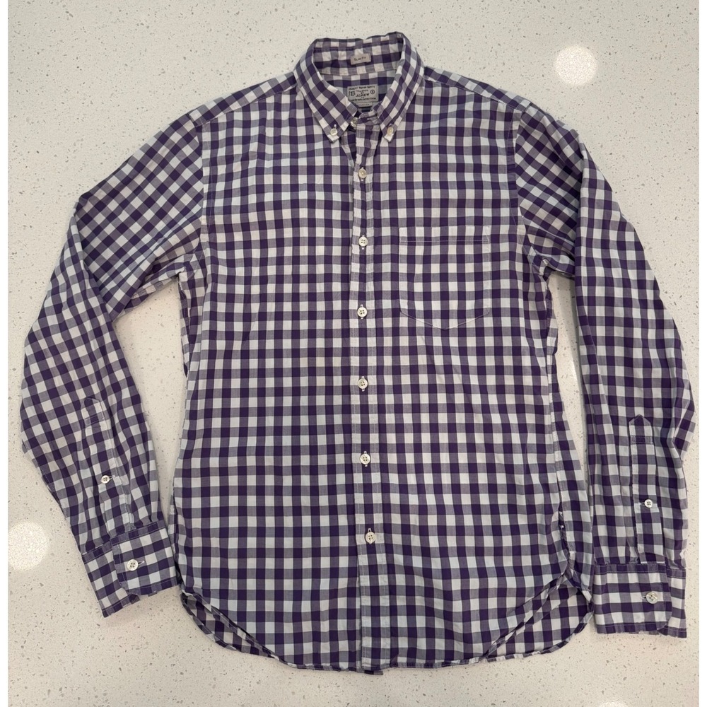 J.Crew Button Down Mens Small Purple Excellent Slim Fit Gingham Office Casual